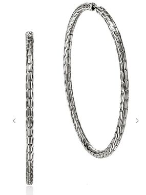John Hardy Textured Silver Hoop Earrings